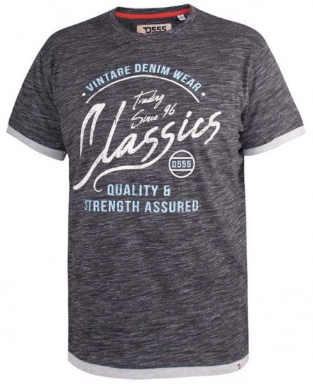D555 Albury Black Double Layer Printed T-Shirt - Marškinėliai - Marškinėliai - 2XL-14XL