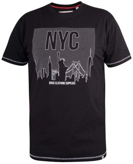 D555 Willoughby NYC Dot Printed T-Shirt Black - Marškinėliai - Marškinėliai - 2XL-14XL
