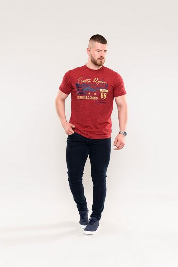 D555 Brisbane Santa Monica Route 66 Printed T-Shirt Red - Marškinėliai - Marškinėliai - 2XL-14XL