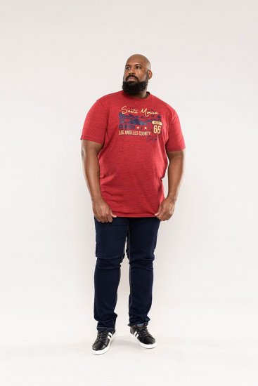 D555 Brisbane Santa Monica Route 66 Printed T-Shirt Red - Marškinėliai - Marškinėliai - 2XL-14XL