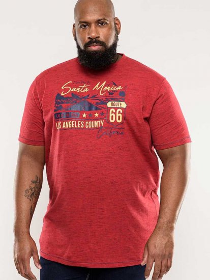 D555 Brisbane Santa Monica Route 66 Printed T-Shirt Red - Marškinėliai - Marškinėliai - 2XL-14XL