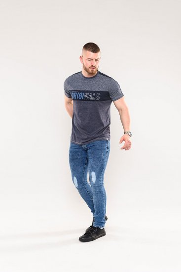 D555 Anson Originals Printed T-shirt Denim Marl - Marškinėliai - Marškinėliai - 2XL-14XL