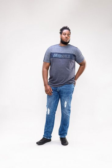 D555 Anson Originals Printed T-shirt Denim Marl - Marškinėliai - Marškinėliai - 2XL-14XL