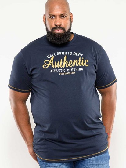 D555 Jasper Authentic Printed T-shirt Navy - Marškinėliai - Marškinėliai - 2XL-14XL