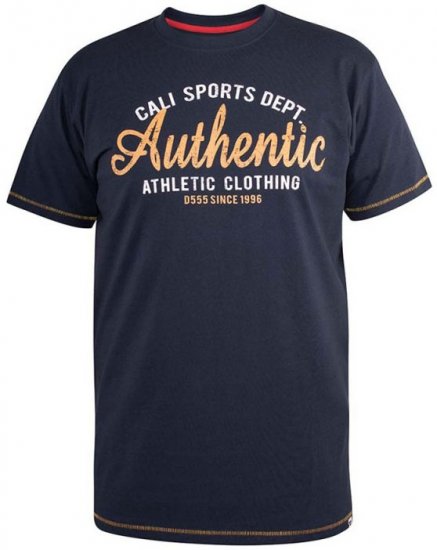 D555 Jasper Authentic Printed T-shirt Navy - Marškinėliai - Marškinėliai - 2XL-14XL