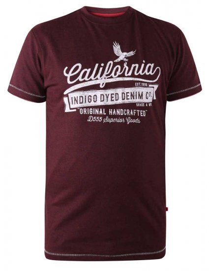 D555 Wharf California Eagle Printed T-Shirt Burgundy - Marškinėliai - Marškinėliai - 2XL-14XL