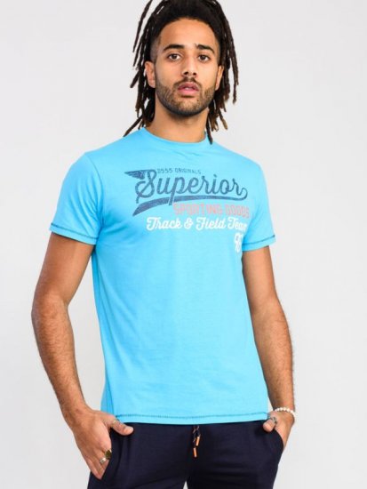 D555 Rushden Superior Printed T-Shirt Turquoise - Marškinėliai - Marškinėliai - 2XL-14XL