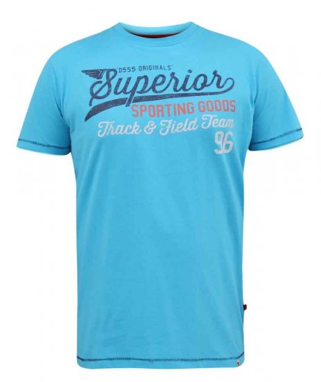 D555 Rushden Superior Printed T-Shirt Turquoise - Marškinėliai - Marškinėliai - 2XL-14XL