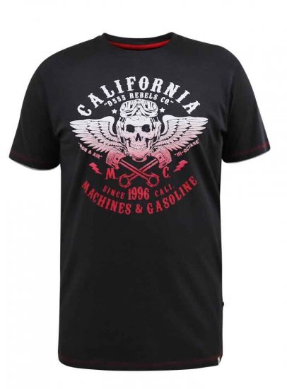 D555 Charles California Rebel Skull Printed T-Shirt - Marškinėliai - Marškinėliai - 2XL-14XL