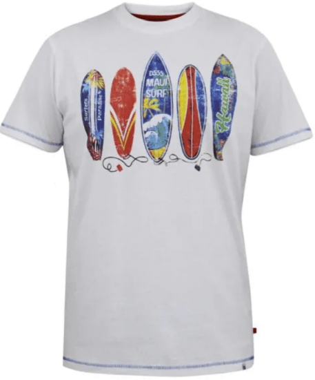 D555 Bridgford surf print marškinėliai white - Marškinėliai - Marškinėliai - 2XL-14XL
