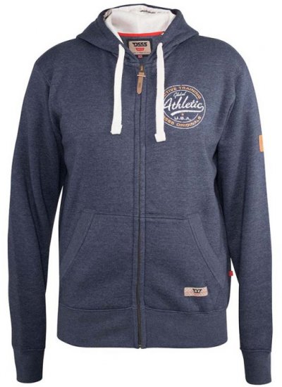D555 Orchid Chest Printed Zip Through Hoody Denim Blue - Megztiniai ir džemperiai - Megztiniai ir Džemperiai - 2XL-14XL