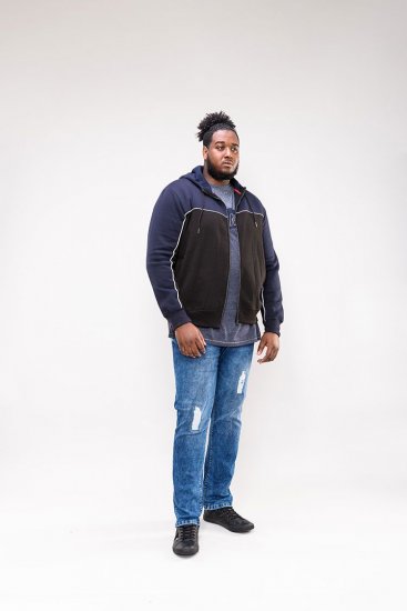 D555 Vincent Full Zip Hoody With Chest And Sleeve Piping Detail - Megztiniai ir džemperiai - Megztiniai ir Džemperiai - 2XL-14XL