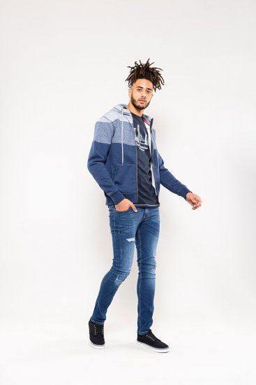 D555 Columbus Cut And Sew Panelled Zip Through Hoody Blue - Megztiniai ir džemperiai - Megztiniai ir Džemperiai - 2XL-14XL