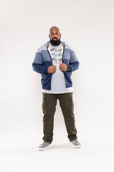 D555 Columbus Cut And Sew Panelled Zip Through Hoody Blue - Megztiniai ir džemperiai - Megztiniai ir Džemperiai - 2XL-14XL