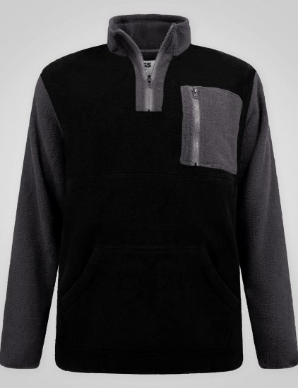 D555 Daly Quarter Zip Fleece Sweatshirt Juoda/Pilka - Megztiniai ir džemperiai - Megztiniai ir Džemperiai - 2XL-14XL