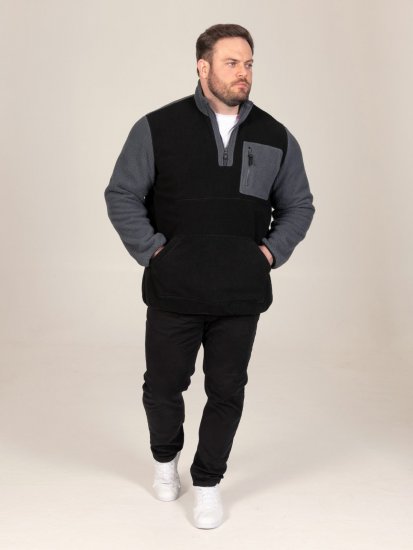 D555 Daly Quarter Zip Fleece Sweatshirt Juoda/Pilka - Megztiniai ir džemperiai - Megztiniai ir Džemperiai - 2XL-14XL