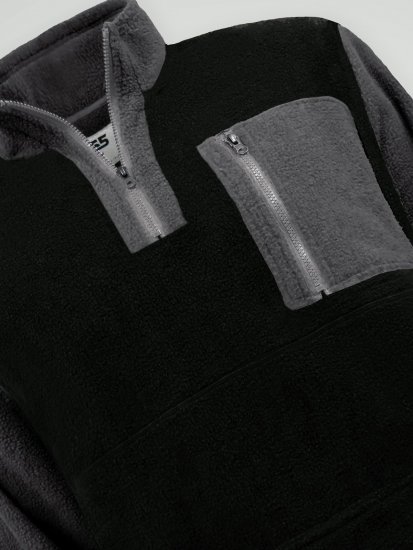 D555 Daly Quarter Zip Fleece Sweatshirt Juoda/Pilka - Megztiniai ir džemperiai - Megztiniai ir Džemperiai - 2XL-14XL