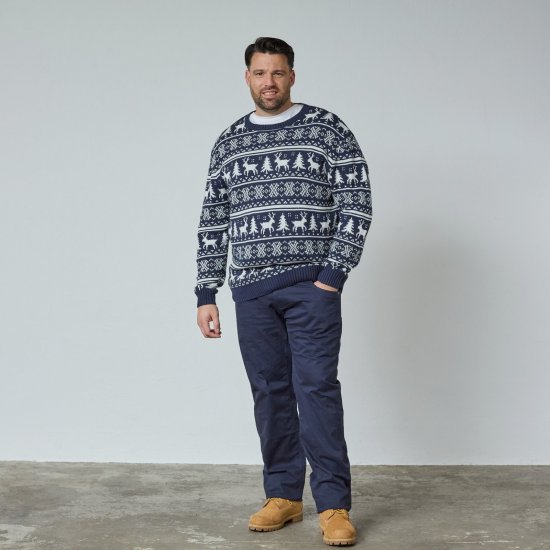 North Latitude 63144 Fjell Reindeer Knit Tamsiai mėlyna - Megztiniai ir džemperiai - Megztiniai ir Džemperiai - 2XL-14XL