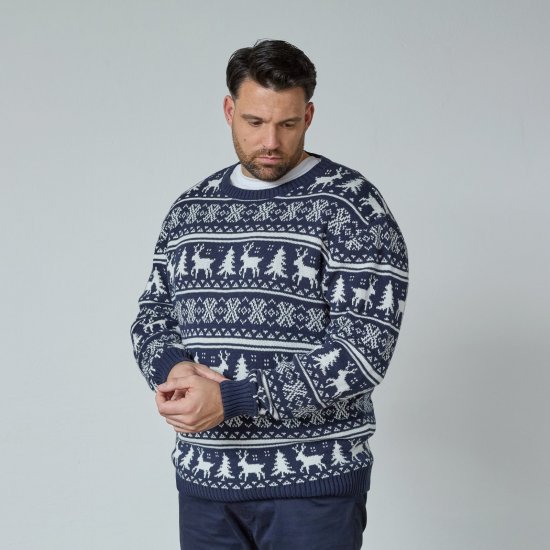 North Latitude 63144 Fjell Reindeer Knit Tamsiai mėlyna - Megztiniai ir džemperiai - Megztiniai ir Džemperiai - 2XL-14XL
