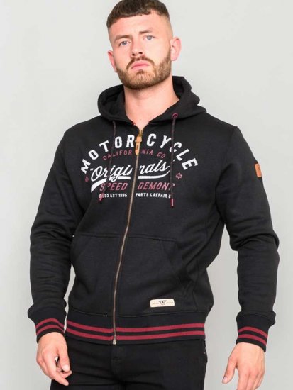D555 Patrick Full Zip Hoody With 'Motorcycle' Chest Print - Megztiniai ir džemperiai - Megztiniai ir Džemperiai - 2XL-14XL