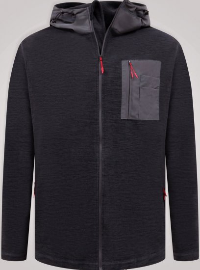 D555 Damien Micro Fleece Zip Through Hoody Juoda/Pilka - Megztiniai ir džemperiai - Megztiniai ir Džemperiai - 2XL-14XL