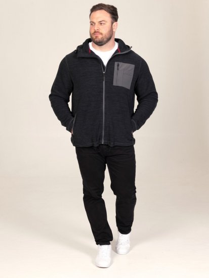 D555 Damien Micro Fleece Zip Through Hoody Juoda/Pilka - Megztiniai ir džemperiai - Megztiniai ir Džemperiai - 2XL-14XL