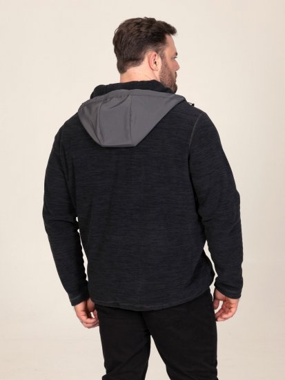 D555 Damien Micro Fleece Zip Through Hoody Juoda/Pilka - Megztiniai ir džemperiai - Megztiniai ir Džemperiai - 2XL-14XL