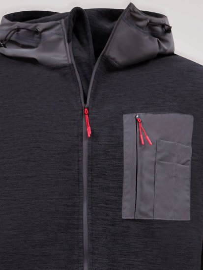 D555 Damien Micro Fleece Zip Through Hoody Juoda/Pilka - Megztiniai ir džemperiai - Megztiniai ir Džemperiai - 2XL-14XL