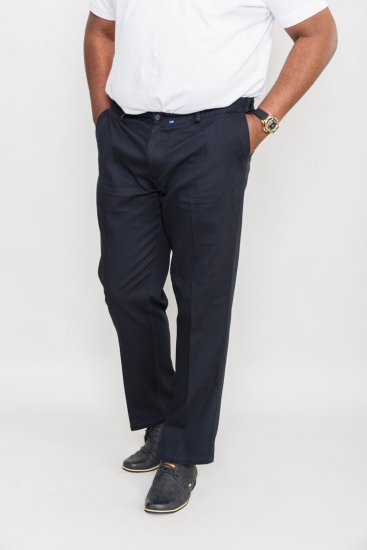 D555 Bruno Stretch Chino pants with Extenda Waist Indigo Blue - Džinsai ir kelnės - Džinsai ir Kelnės - W40-W70