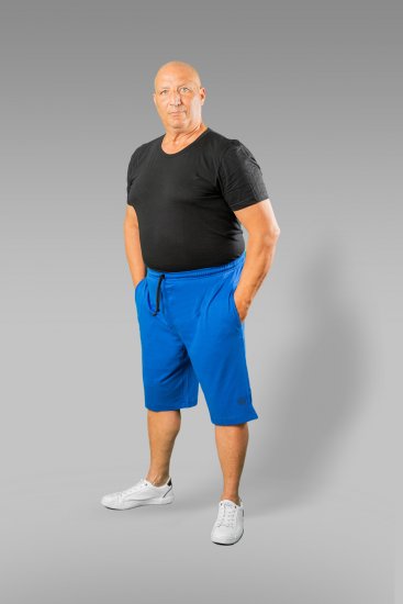 20 Nodi Short Leg Sports Pants in Combed Cotton Jersey Blue - Laisvalaikio kelnės ir šortai - Laisvalaikio Kelnės ir Šortai - 2XL-12XL