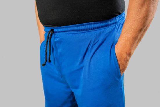 20 Nodi Short Leg Sports Pants in Combed Cotton Jersey Blue - Laisvalaikio kelnės ir šortai - Laisvalaikio Kelnės ir Šortai - 2XL-12XL