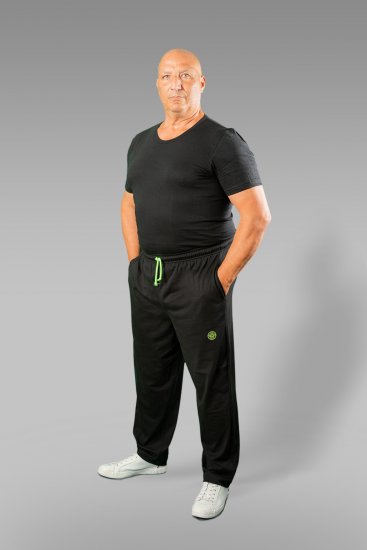 20 Nodi Long Leg Sports Pants in Combed Cotton Jersey Black - Laisvalaikio kelnės ir šortai - Laisvalaikio Kelnės ir Šortai - 2XL-12XL