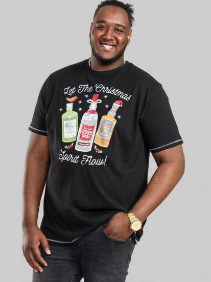 D555 SPIRIT Christmas Spirit Printed T-Shirt Black - Marškinėliai - Marškinėliai - 2XL-14XL
