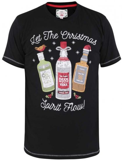 D555 SPIRIT Christmas Spirit Printed T-Shirt Black - Marškinėliai - Marškinėliai - 2XL-14XL