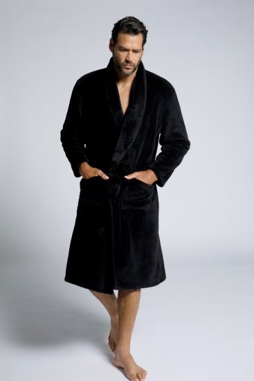 JP1880 Bathrobe with Spacious Patch Pockets Black - Apatinis trikotažas ir plaukimo apranga - Apatinis trikotažas - 2XL-8XL