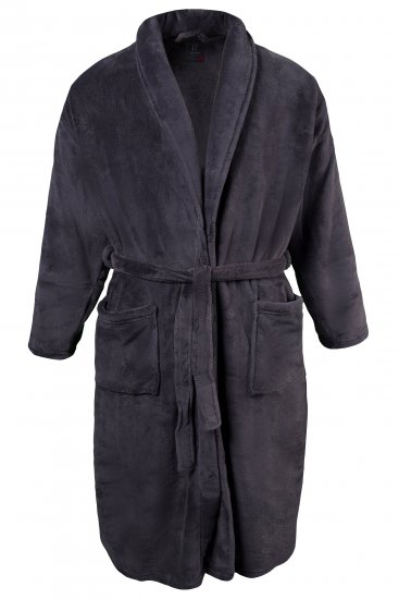 JP1880 Bathrobe with Spacious Patch Pockets Grey - Apatinis trikotažas ir plaukimo apranga - Apatinis trikotažas - 2XL-8XL