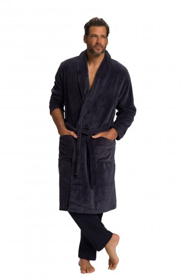JP1880 Bathrobe with Spacious Patch Pockets Grey - Apatinis trikotažas ir plaukimo apranga - Apatinis trikotažas - 2XL-8XL
