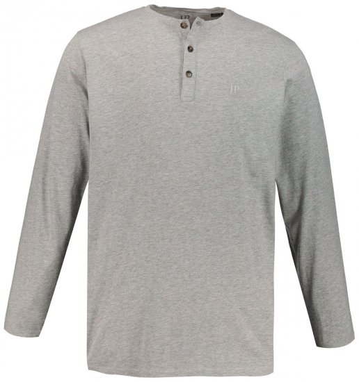 JP1880 702555 Henley marškinėliai ilgomis rankovėmis Pilka melanžinė - Marškinėliai - Marškinėliai - 2XL-14XL