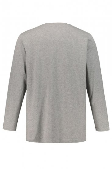 JP1880 702555 Henley marškinėliai ilgomis rankovėmis Pilka melanžinė - Marškinėliai - Marškinėliai - 2XL-14XL