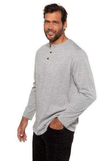 JP1880 702555 Henley marškinėliai ilgomis rankovėmis Pilka melanžinė - Marškinėliai - Marškinėliai - 2XL-14XL
