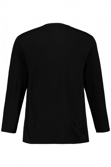 JP1880 702555 Henley marškinėliai ilgomis rankovėmis Juoda - Marškinėliai - Marškinėliai - 2XL-14XL
