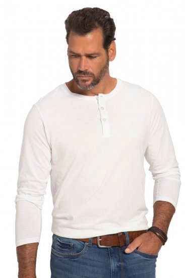 JP1880 702555 Henley marškinėliai ilgomis rankovėmis Balta - Marškinėliai - Marškinėliai - 2XL-14XL