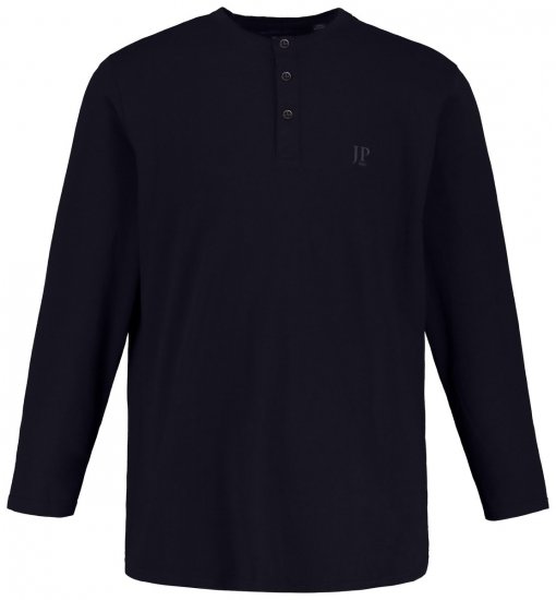 JP1880 702555 Henley marškinėliai ilgomis rankovėmis Tamsiai mėlyna - Marškinėliai - Marškinėliai - 2XL-14XL