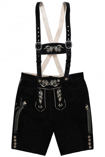 JP1880 Genuine Leather Traditional Lederhosen Shorts Black - Šortai - Šortai - W40-W60