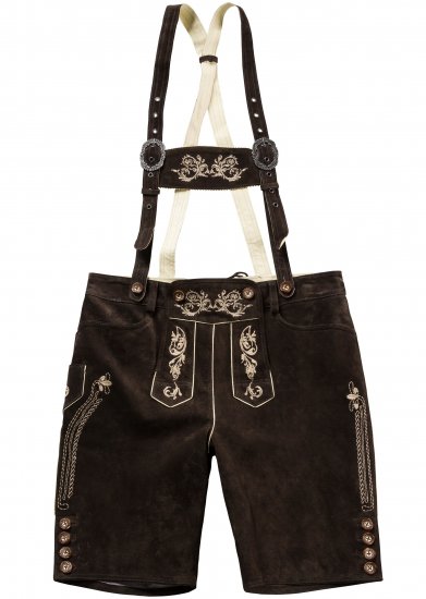 JP1880 Genuine Leather Traditional Lederhosen Shorts Brown - Šortai - Šortai - W40-W60