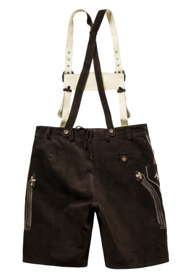 JP1880 Genuine Leather Traditional Lederhosen Shorts Brown - Šortai - Šortai - W40-W60