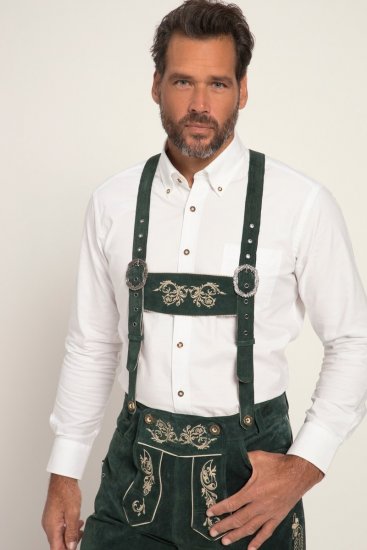 JP1880 Genuine Leather Traditional Lederhosen Shorts Green - JP1880 - JP1880 Vyrų Drabužiai Didelių Dydžių