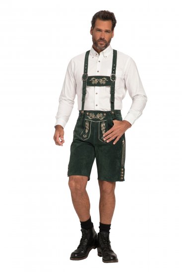 JP1880 Genuine Leather Traditional Lederhosen Shorts Green - Šortai - Šortai - W40-W60