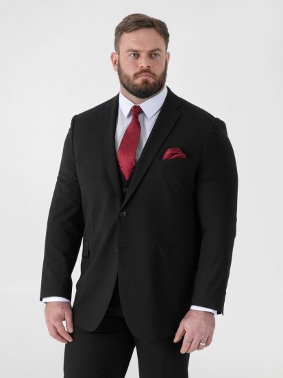 D555 Ted 4 Way Stretch Tailored Suit Jacket Juoda - Kostiumai ir švarkai - Didelio dydžio kostiumai ir švarkai