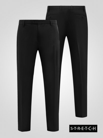 D555 Ted 4 Way Stretch Tailored Trouser Juoda - Kostiumai ir švarkai - Didelio dydžio kostiumai ir švarkai
